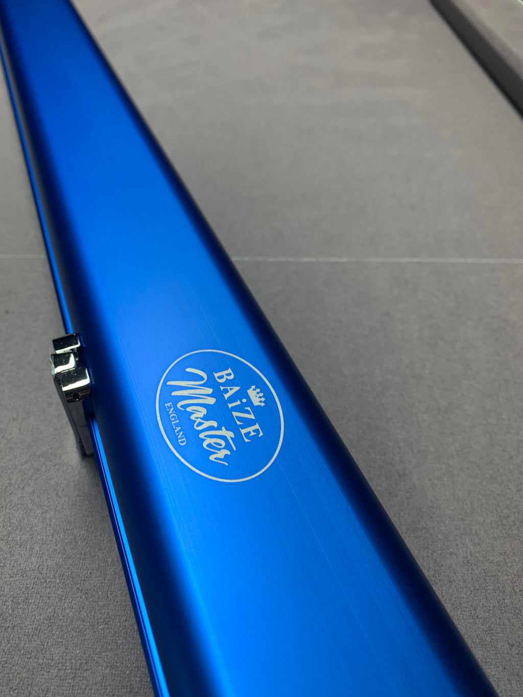 BAIZE MASTER SATIN LINE 1PC LUXURY ALUMINIUM CUE CASE - HOLDS 2 X 1PC CUES - ELECTRIC BLUE