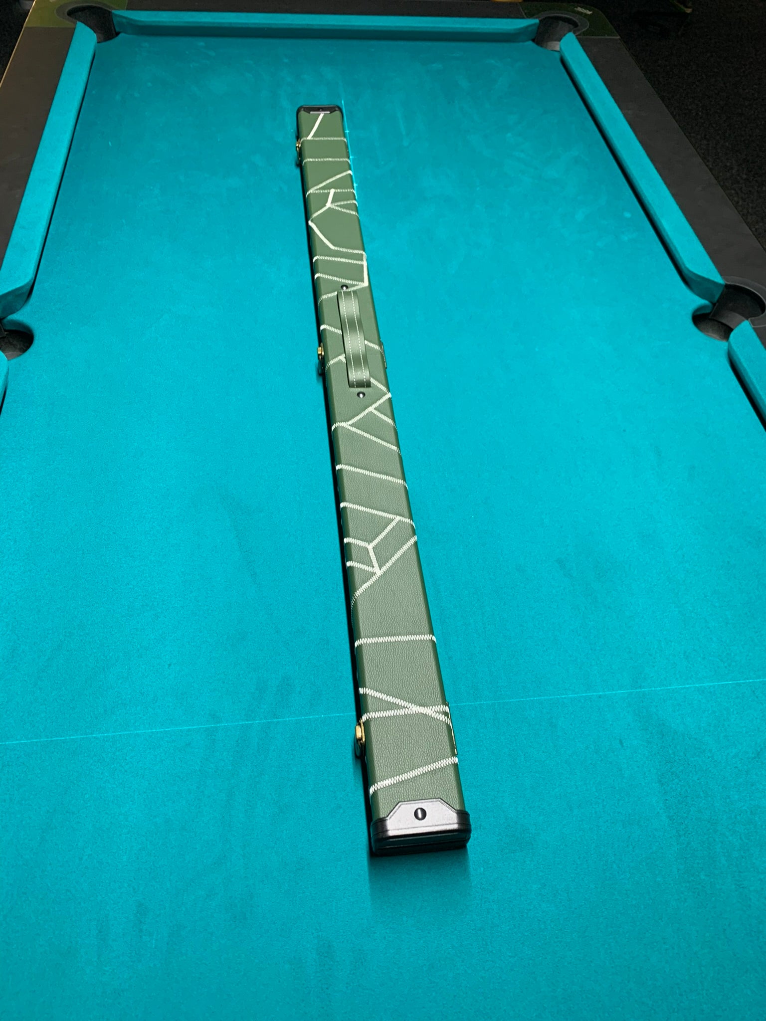 Deluxe 3/4 Snooker/Pool Cue Case Crazy Stitch Design Khaki